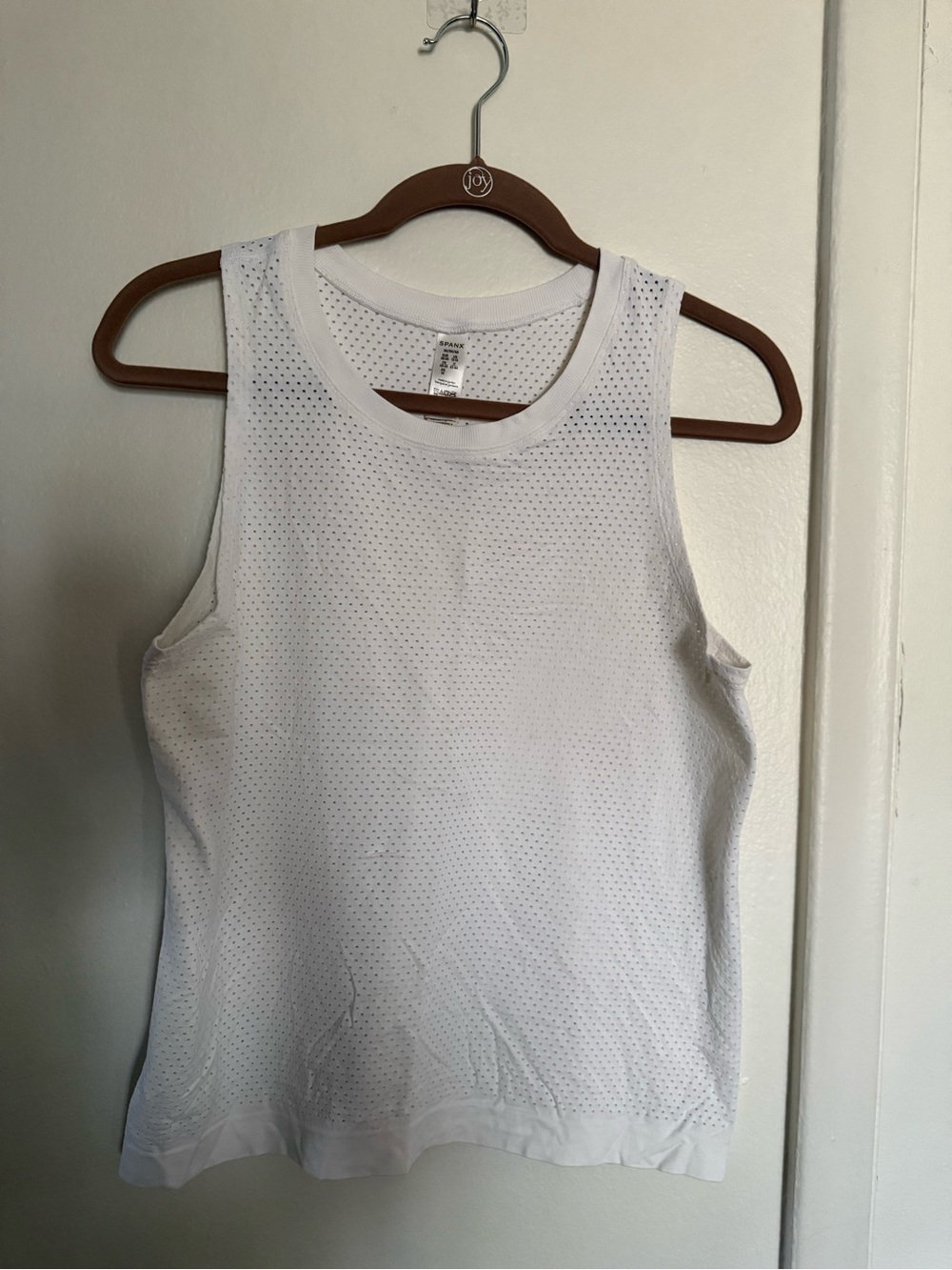 SPANX White Sleeveless Mesh Performance Tank